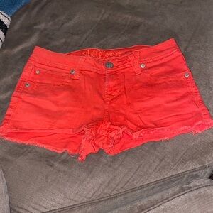 Wallflower Coral Denim Cutoff Shorts